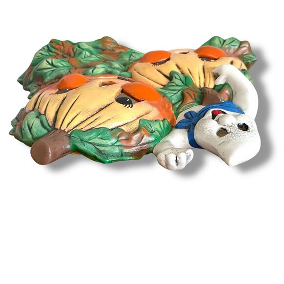 Vintage Ceramic Mold Light Up Decor Ghost Jack O Lantern Hand Painted Halloween - Picture 11 of 14